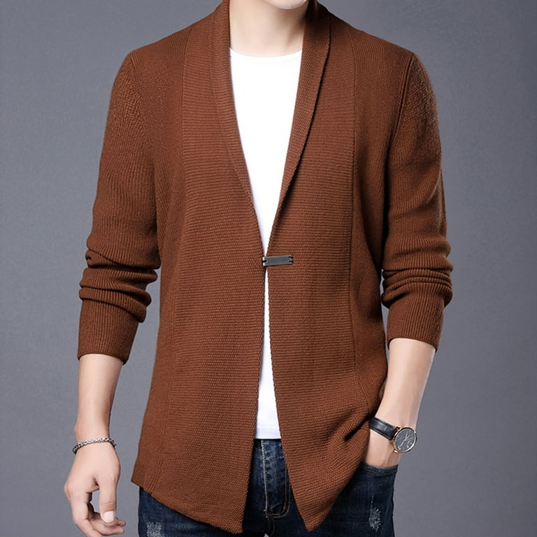 Mens Autumn Fashion Leisure Solid Fasten Thin Jacket Blouse Coat