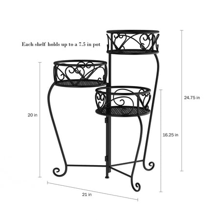 Plant Stand– 3-Tier Indoor or Outdoor Display with Laser Cut Shelves by ...