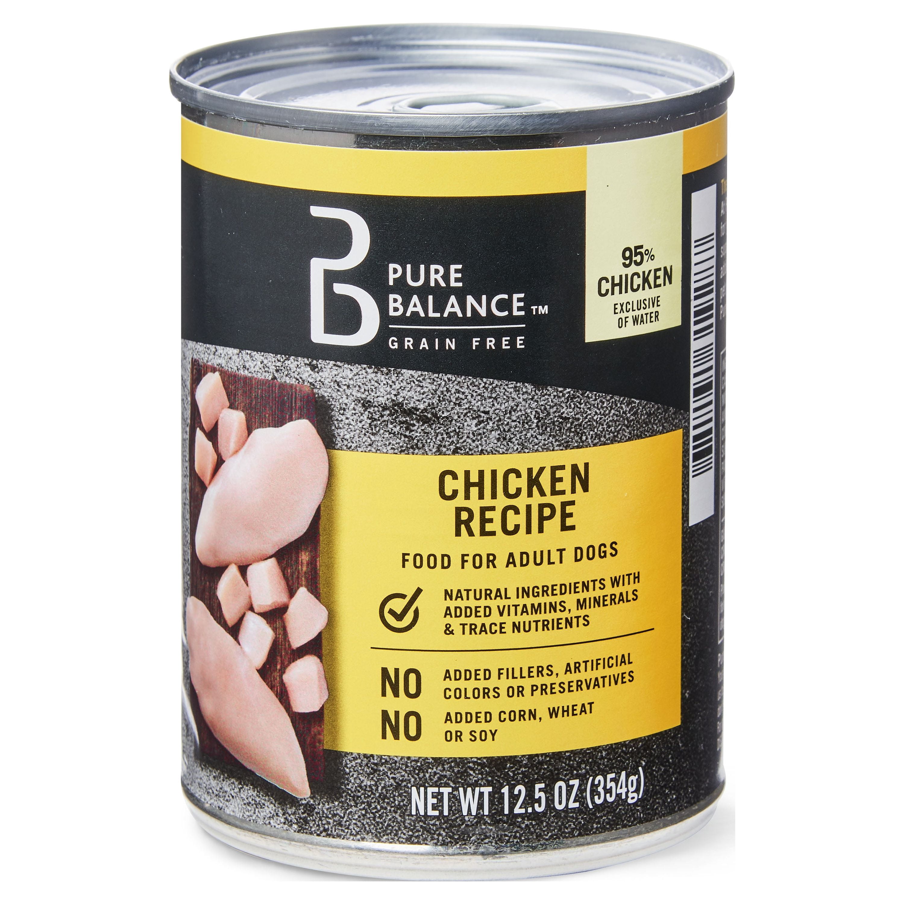 Pure Balance Grain-Free Wet Food for Adult Dogs, Chicken Recipe, 12.5 oz, 6 Pack