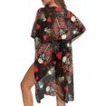 thumbnail image 5 of HELLHERO Skulls Design Long Kimono Swimsuit Cover Up Breathable Polyester Hand Feel and Drape Women's Kimono Swimsuit Coverups, 5 of 6