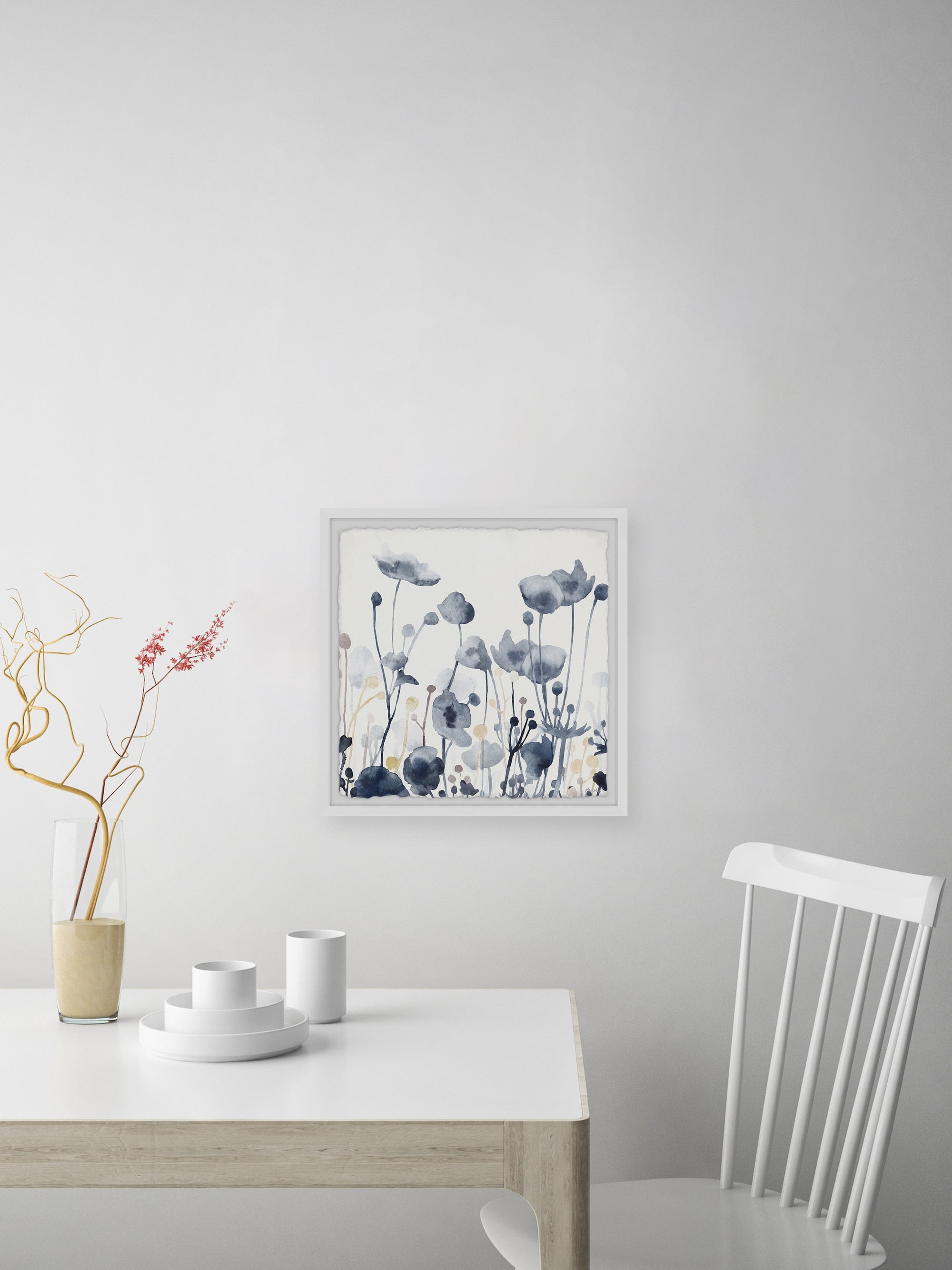 Marmont Hill Flower Blues Framed Wall Art, 32" x 32"