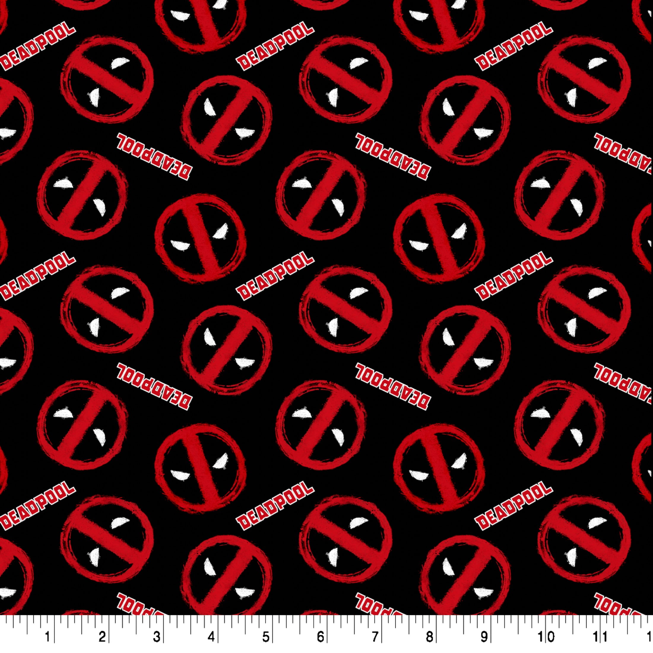 (3 pack) Springs Creative Marvel Deadpool Paint Logo Packed Fat Quarter Fabric