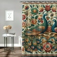 thumbnail image 2 of GOSMITH Vintage Peacock Floral William Morris Aesthetic Decorative Shower Curtain Multiple Sizes Durable and Washable White, 2 of 6