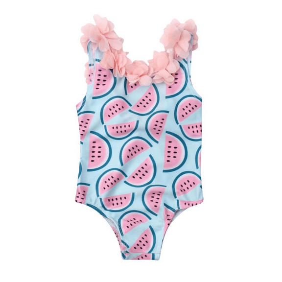 stylesilove Toddler Kid Girls 3D Flower Straps Backless One-Piece Swimsuit Beach Bathing Swimwear