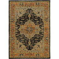 Oriental Weavers Andorra Area Rug 7138B Gold Scrolls Petals 2' 3" x 8' Rectangle