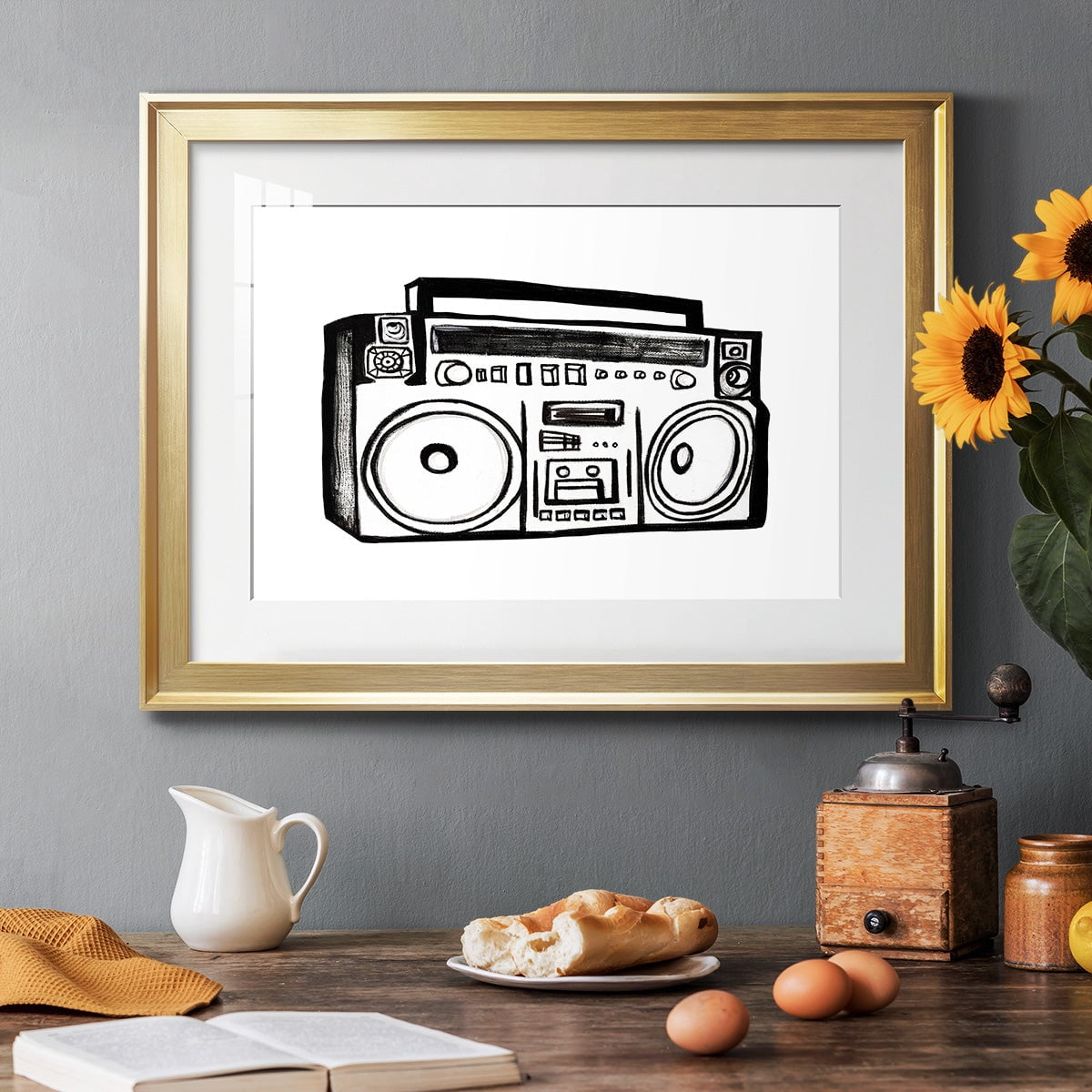 Boombox Sketch Premium Framed Print - Ready to Hang