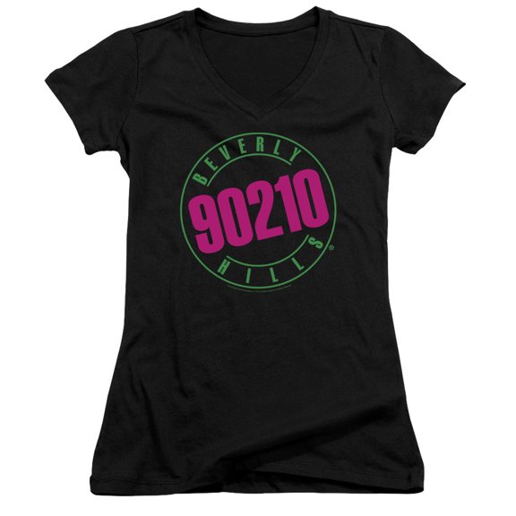 90210 - Neon - Juniors Cap Sleeve V-Neck Shirt - Small