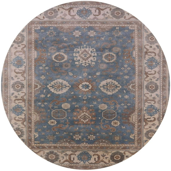 Ahgly Company Machine Washable Indoor Round Industrial Modern Sandstone Brown Area Rugs, 3' Round
