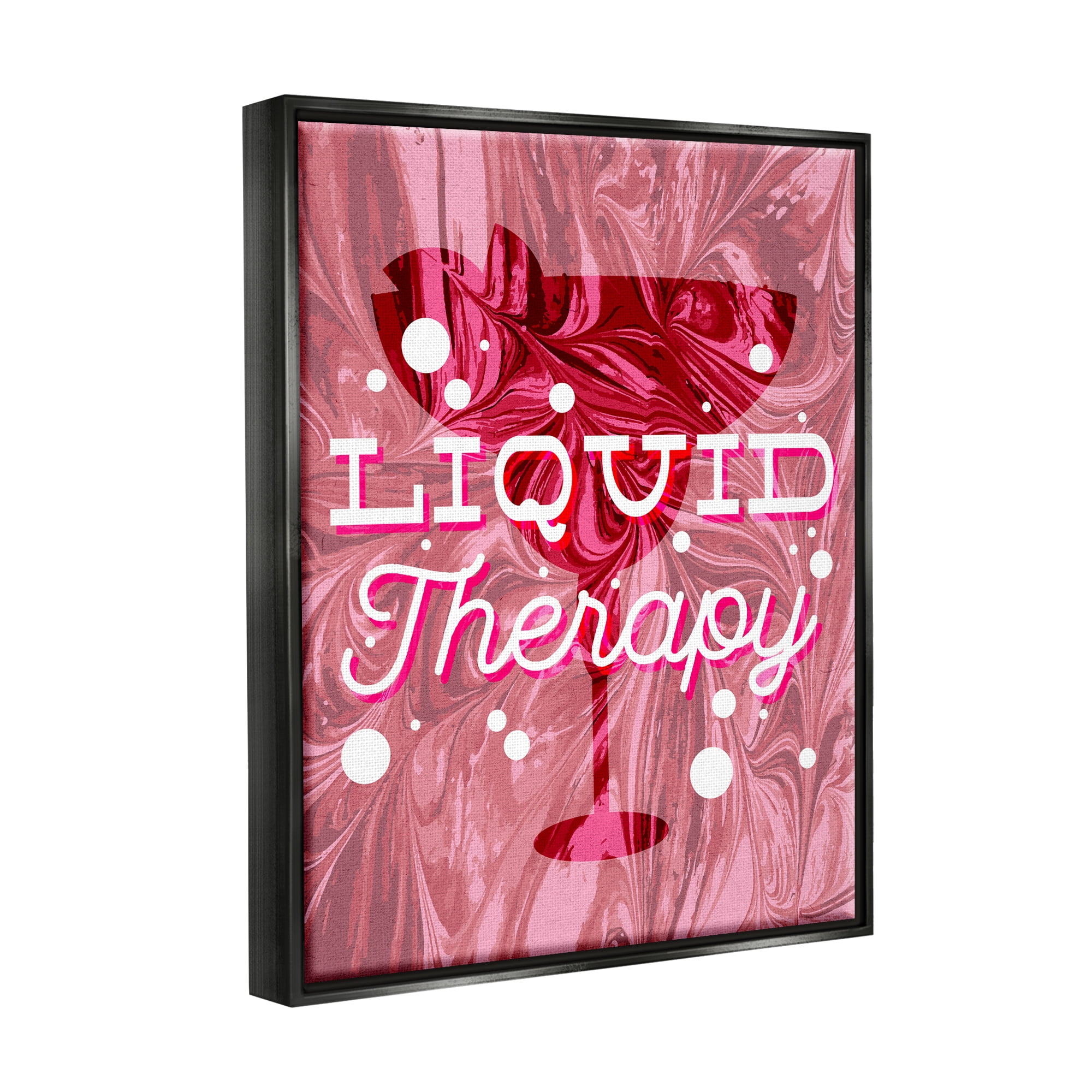 Stupell Industries Liquid Therapy Bold Pink Cocktail Food & Beverage Painting Black Floater Framed Art Print Wall Art