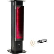EAST OAK Patio Heater, 1500W Infrared Electric Heater, Portable Premium Tower Outdoor Heater with Nanocrystal Glass, IP65 Waterproof and Tip-over & Overheating Protection, 3 Heat Settings