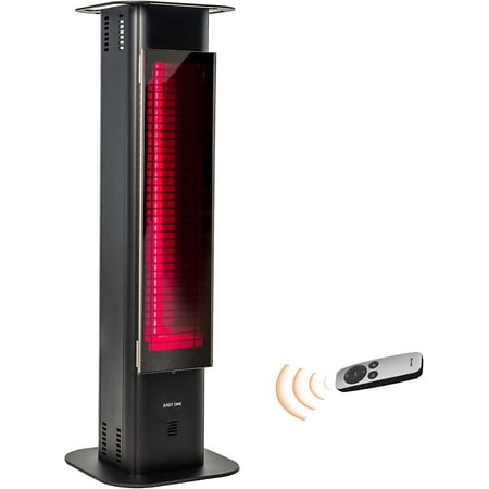 EAST OAK Patio Heater, 1500W Infrared Electric Heater, Portable Premium Tower Outdoor Heater with Nanocrystal Glass, IP65 Waterproof and Tip-over & Overheating Protection, 3 Heat Settings