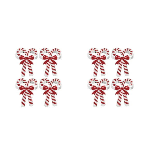 Masteelf 8 pcs  Christmas Napkin Rings Metal Xmas Napkin Holder Candy Canes Shaped Napkin Buckle For Christmas Wedding Holiday Party Table Decoration