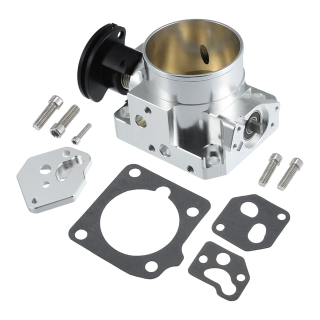Unique Bargains 1 Set Universal 64mm/2.52' Silver Tone Aluminum Alloy Car Throttle Body Assembly