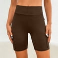 thumbnail image 2 of Nfurl Womens Biker Shorts with Pockets no Front Seam Workout Leggings Shorts High Waist Tummy Control Gym Yoga Shorts Summer Brown,XXL, 2 of 7