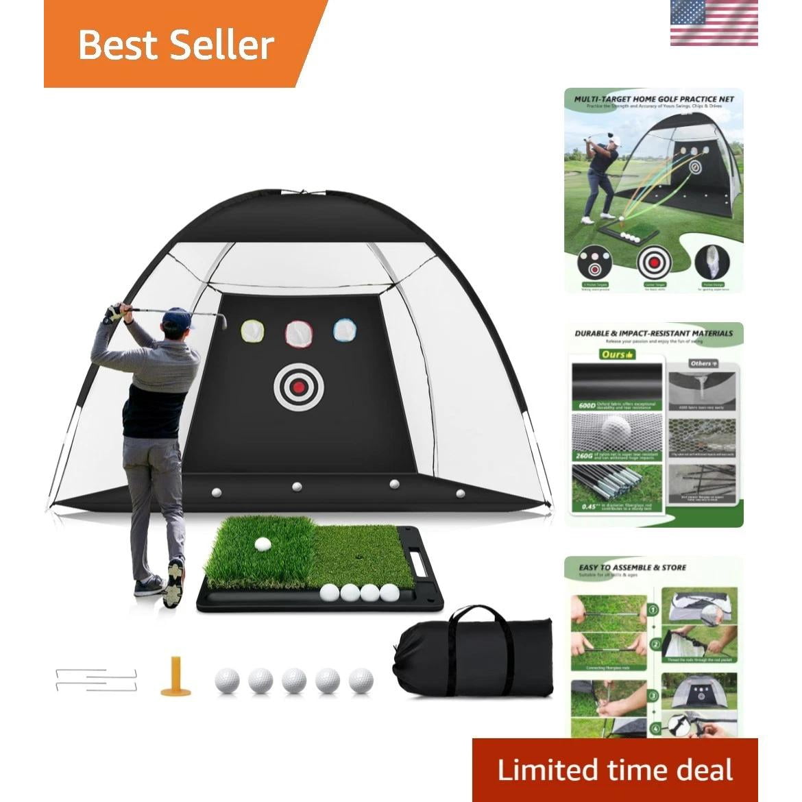 SKLZ Home Golf Driving Range Kit with 7‚Äô Net, Balls, Launch Pad