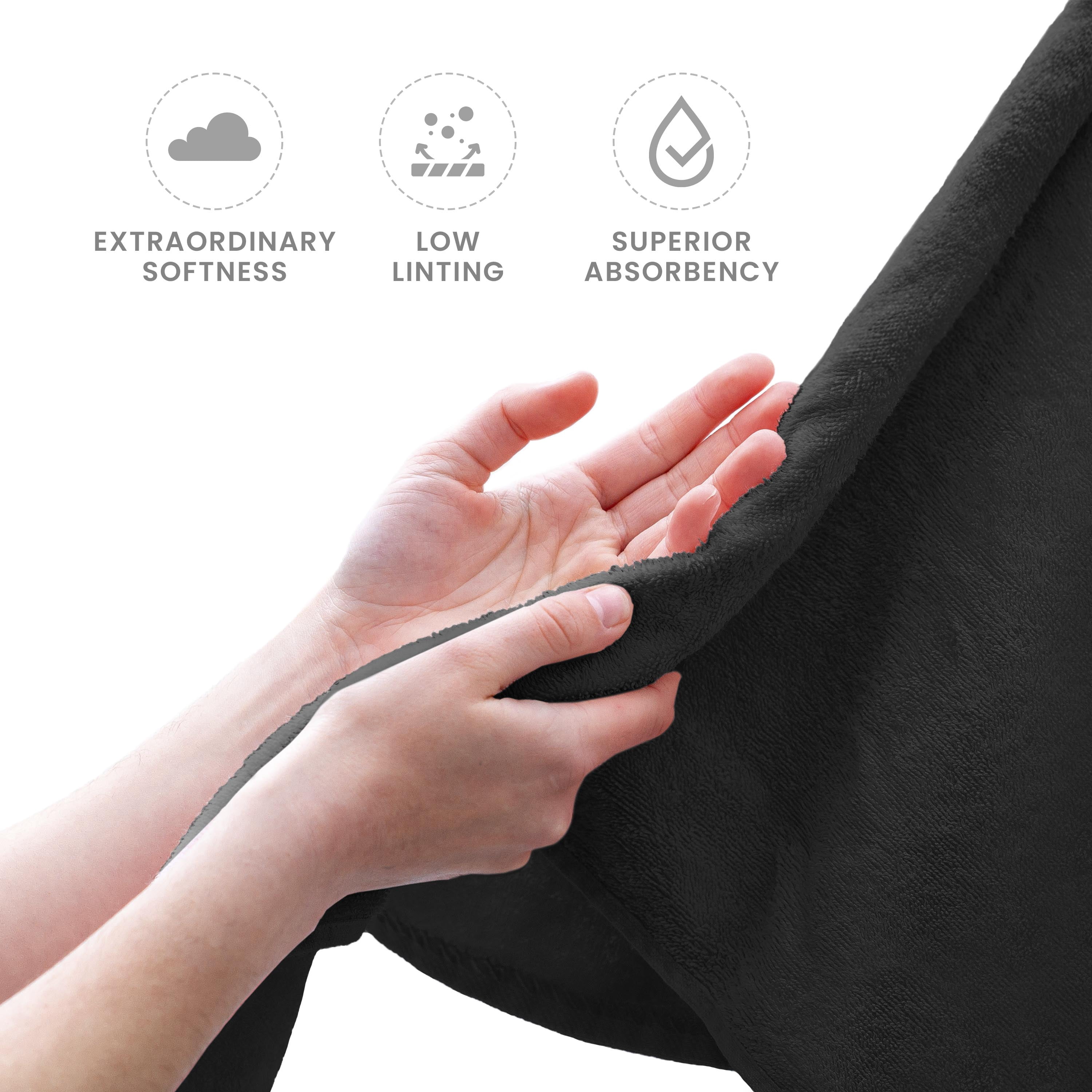 Martex 6-Piece 100% Ringspun Cotton Towel Set, Quick Dry Soft & Absorbent, Black