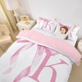 thumbnail image 2 of Erosebridal Girls Pink Bow Duvet Cover Set, K Letter Bedding Full, Princess Style Bedroom Decor, Pink Reversible 3-Piece, 1 Duvet Cover and 2 Pillowcases (No Comforter), 2 of 6