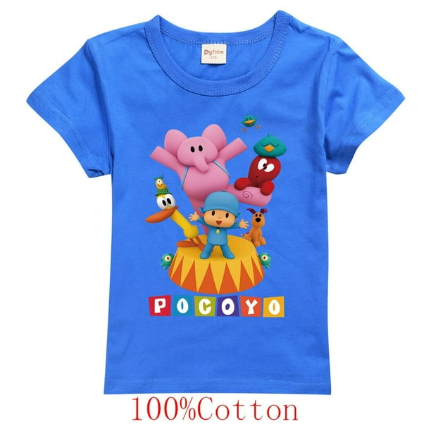Camiseta con estampado de Pocoyoe para niños, camiseta de manga corta para niños, ropa para niños, heterosexual, drogas, lindo, dibujos animados, caliente, nuevo, verano zhangyuxiang LED