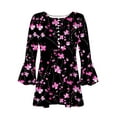 thumbnail image 4 of CYMMPU Tunic Tops 3/4 Sleeve Blouses for Women Dressy Casual Spring Tops Flower Pattern Loose Fit Button V Neck Flare Sleeve Summer Fashion Shirts Empire Waist A Line T-Shirts Multicolor M, 4 of 5