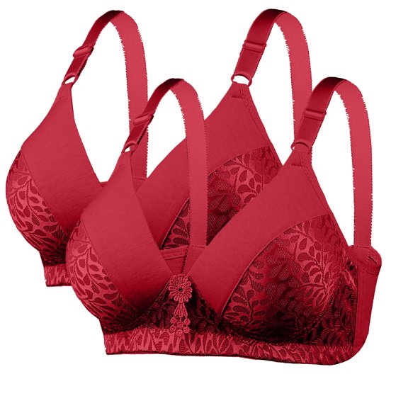 SELONE 2 Pack Bras for Women No Underwire Lace Push Up Lightly Padded Wireless Bra T-Shirt Bralettes Plus Size Comfortable Underwear