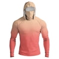 thumbnail image 2 of Men's Long Sleeve Sun Shirt with Hood and Mask, Ombre Color Block Design UPF 50+ Rash Guard, Lightweight Athletic Top Orange XXXL, 2 of 9