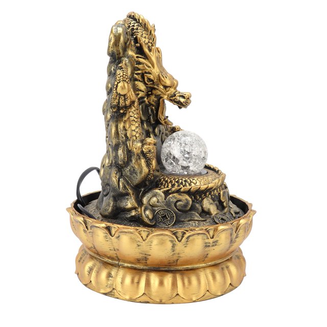 Resin Dragon Statue Fountain, LED Desktop Water Fountain, Desktop Fountain for Office and Home Decor