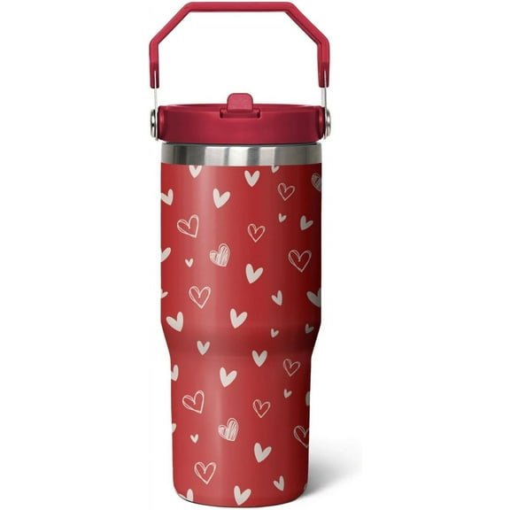 30 oz Love Heart Iceflow Flip Straw Tumbler Mug Cup with Lid,Valentine''s Day Gifts for Wife Girlfriend Bride Skinny Tumbler,Wifey Stainless Steel Insulated Tumbler Wife Bride
