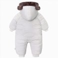 thumbnail image 6 of 6-10 Months Infant Hooded Snowsuit Rompers,Fleece Lined Zip Up Baby Jumpsuit,Warm Winter Outdoor Onesie for Newborn Infant Boys Girls 3 6 9 12 18 Months,White, 6 of 8