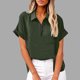 thumbnail image 2 of Vestidos Casuales Para Mujer, Blusas De Mujer De Moda Blusa tipo túnica de lino con media cremallera y manga corta con solapa para mujer, ropa de trabajo de verano, 2 of 7