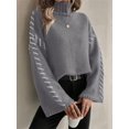 thumbnail image 4 of Women'S Chunky Knit Sweaters Fall Long Sleeve Mock Neck Oversized Pullover Tops Winter Fashion Clothes Grey L, 4 of 10