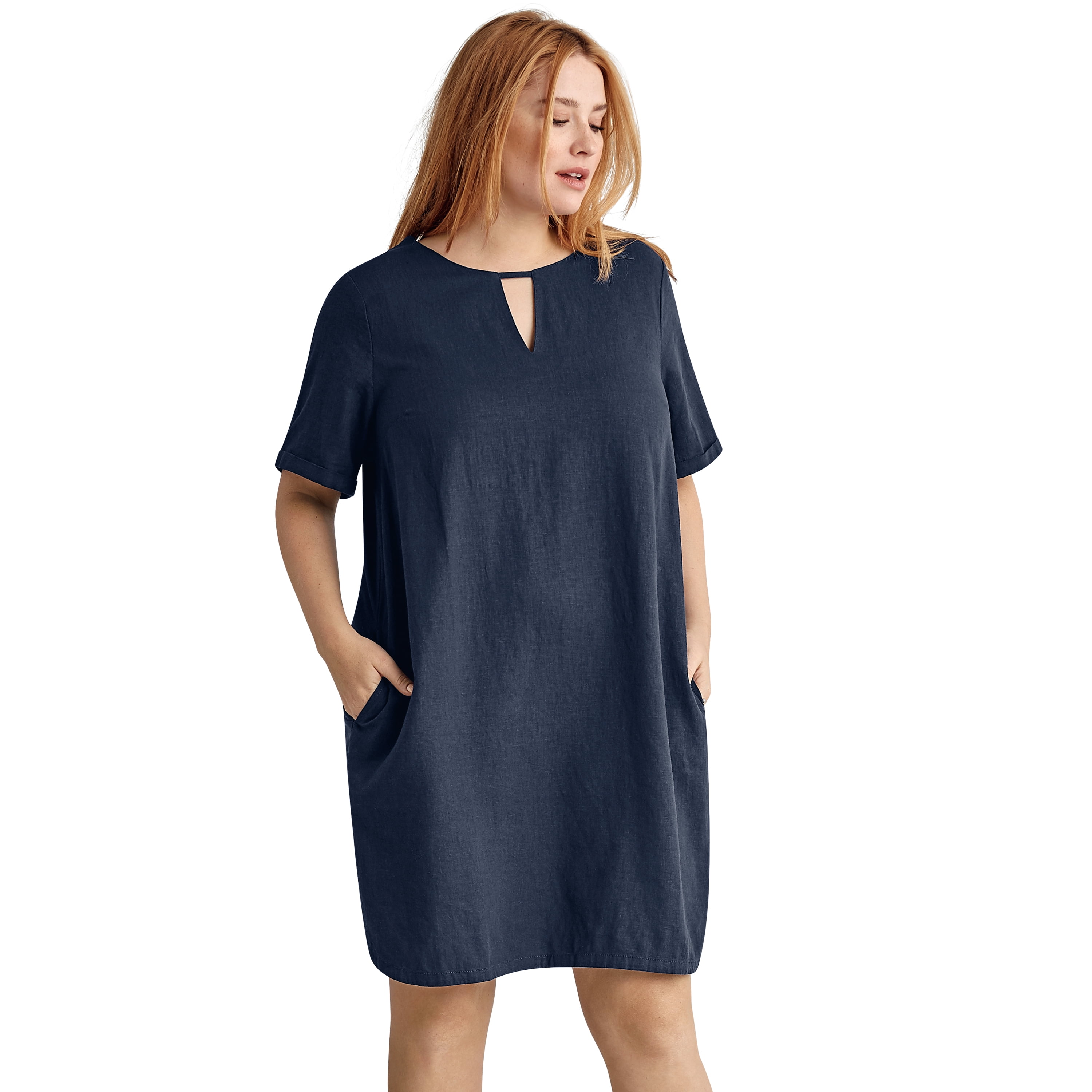 Ellos - ellos Women's Plus Size Linen-Blend A-Line Dress - Walmart.com ...