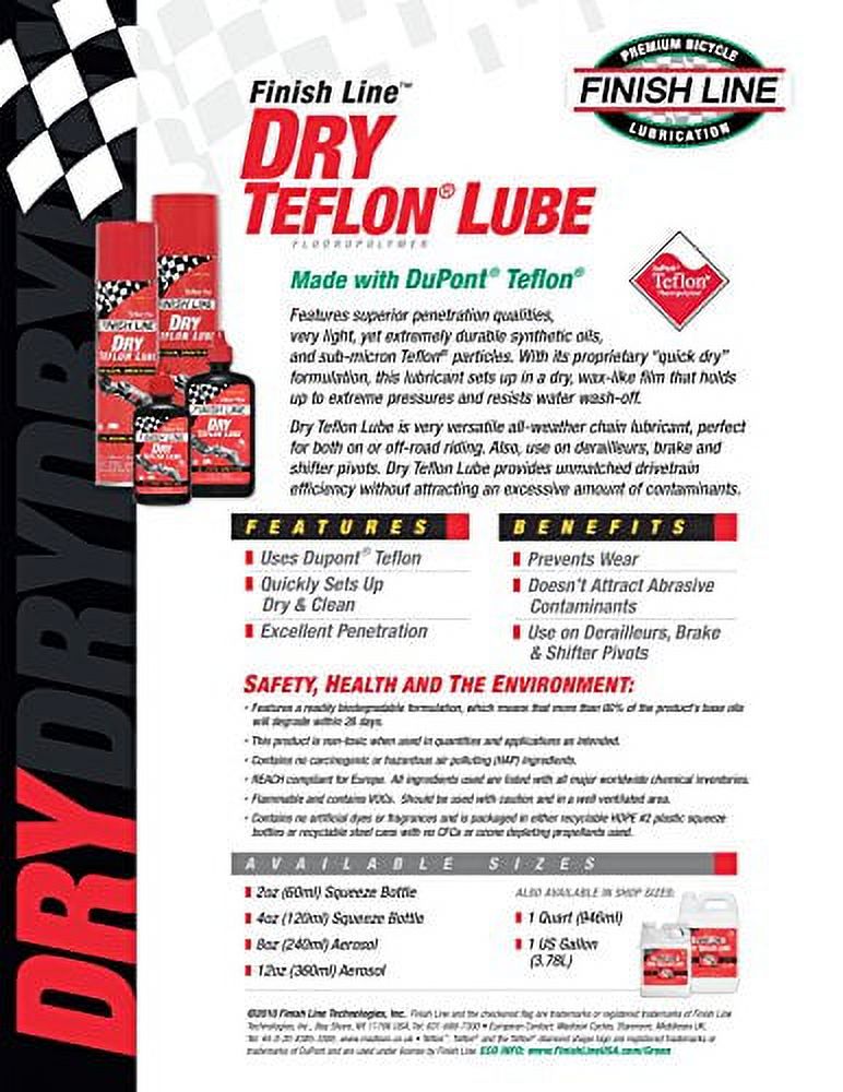 Finish Line Dry Bike Lubricant with Teflon Squeeze Bottle, 8 Oz. - image 2 of 6