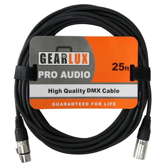 Gearlux 25-Foot 3-Pin Male-to-Female DMX Cable