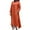 Orange, variant on Fesfesfes Women Linen Robe Round Neck Loose Mu-slim Dress Pockets Long Sleeve Solid MId-Calf Long Dress