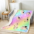 thumbnail image 3 of Cute Cow Sherpa Blanket Farm Animal Blanket for Kids Toddler, Rainbow Galaxy Throw Blanket for Chair Psychedelic Stars Flannel Blanket Baby Size, Rustic Farmhouse Plush Blanket, 3 of 6
