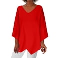 thumbnail image 1 of IROINNID en Solde Chemises à Manches Longues Col en V pour Femmes Confortables Col en V Manches Longues Couleur Unie Blouse Croisée, Rouge, 1 of 6