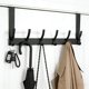 thumbnail image 1 of Gancho para Puerta con 12 Ganchos, Perchero para Puerta Sin Taladrar y Robusto, Colgador para Ropa, Toallas, Bolsas y Gorras. Ideal para Dormitorio, Baño, Cocina. Fácil de Instalar (Negro A), 1 of 4