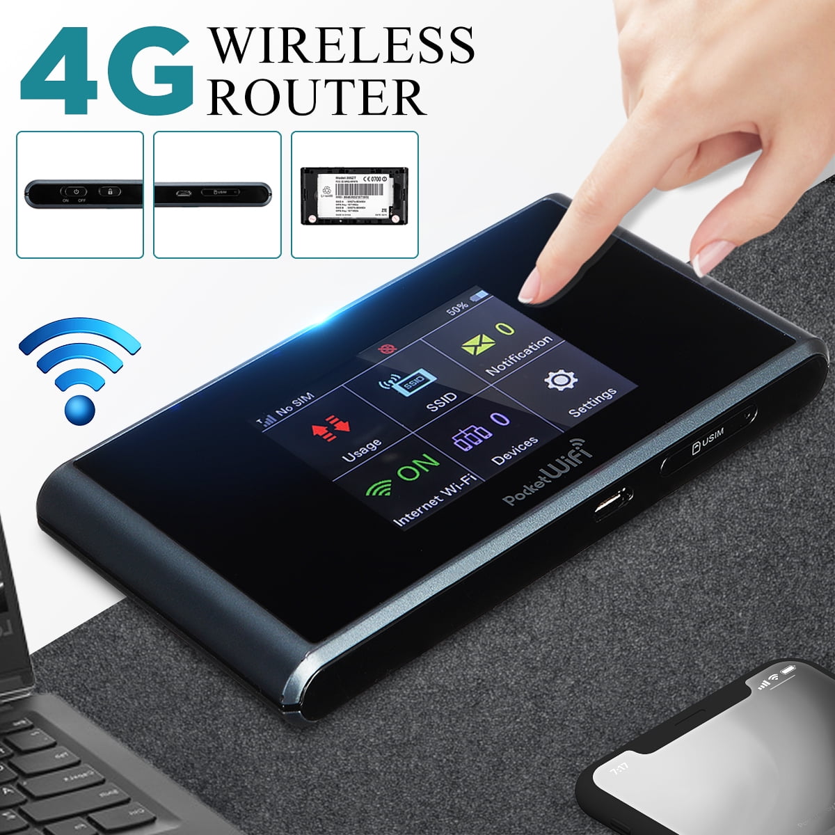 Portable 4G Wifi Router Mobile Hotspot Wireless Router Support SIM Card