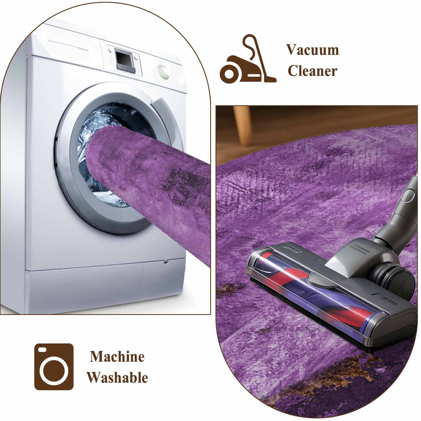 Purple Round Area Rug 4 FT, Non Slip Indoor Outdoor Rug, Retro Oil Painting Modern Abstract Art Aesthetics Washable Soft Circular Carpet Non-Shedding Floor Mat for Coffee Table Nursery Foyer Balcony