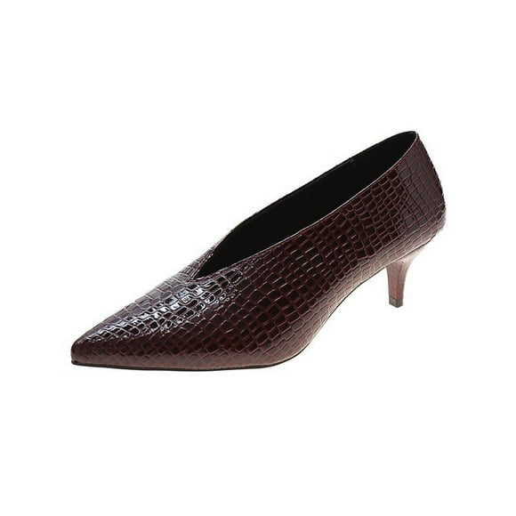 CEHVOM Scoop Shoes Mid-heel Single Shoes Women Retro Grandma Shoes Work High Heels Four Seasons Shoes