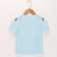 thumbnail image 5 of Mercatoo Girls Cold Shoulder T-Shirt Hollow Out Eyelet Tunic Blouse Tween Girls Trendy Going Out Blouses Cute T-Shirt Summer Tops, 5 of 8