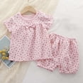 thumbnail image 2 of Pajama para Bebés Niñas Conjunto de Verano Cuello Redondo Manga Corta Estampado Floral con Gasa Bowknot Dos Piezas, 2 of 9