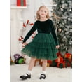 thumbnail image 6 of IDOPIP Toddler Baby Girls Christmas Velvet Dress Long Sleeve Ruffle Tulle Princess Dress, 6 of 10