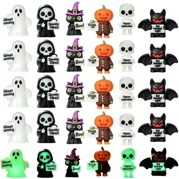 OADUKQ Glow in the Dark Halloween Mini, Soft PVC Miniature Figurines, Halloween Party Favors and Desktop, Mixed, 1.3 X 1.18 in