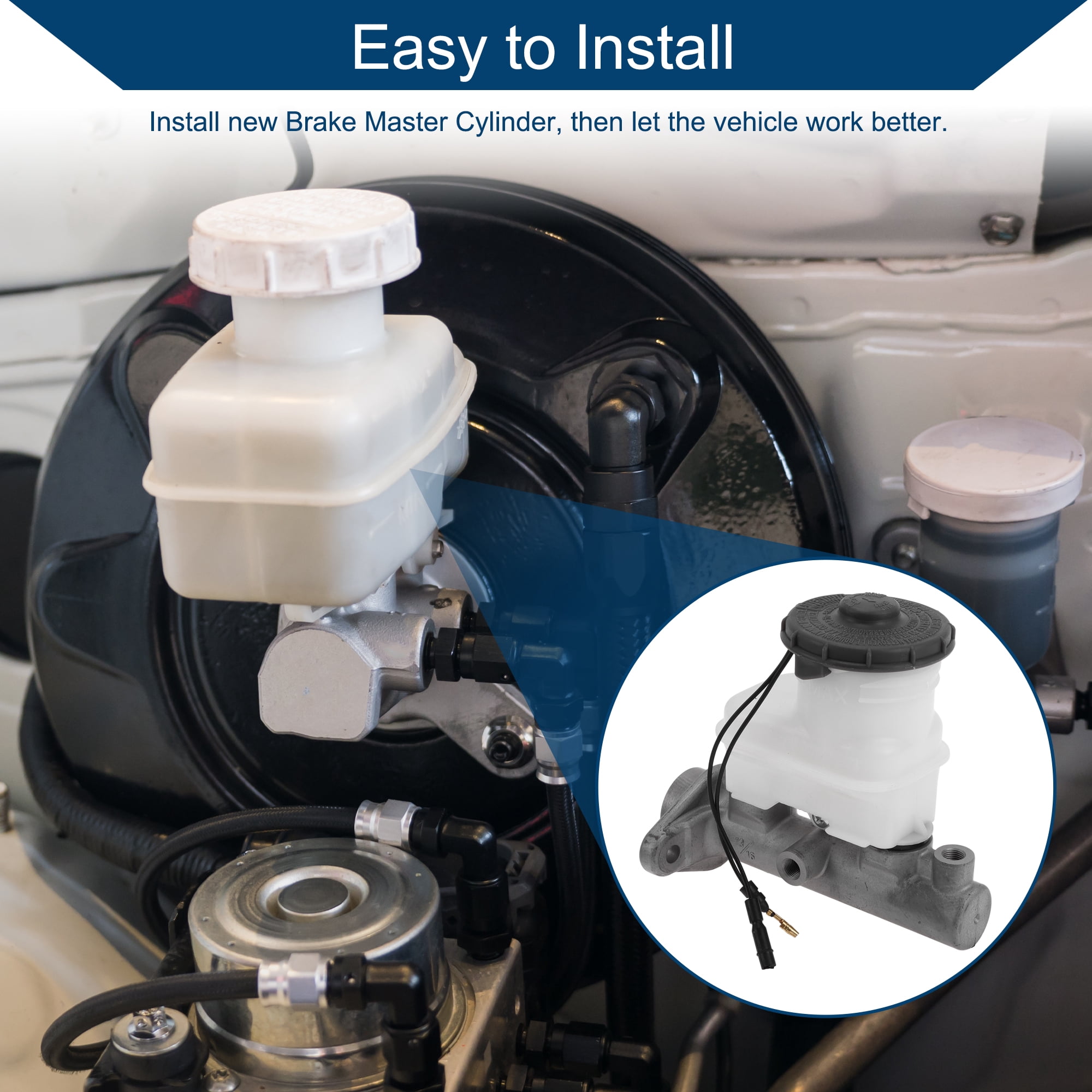 Unique Bargains No.46100S04A01 Brake Master Cylinder with Reservoir for Honda Civic 1996-2000 Engine Compartment Hydraulic Master Cylinder Durable Aluminum Alloy 1 Pc Silver Tone White