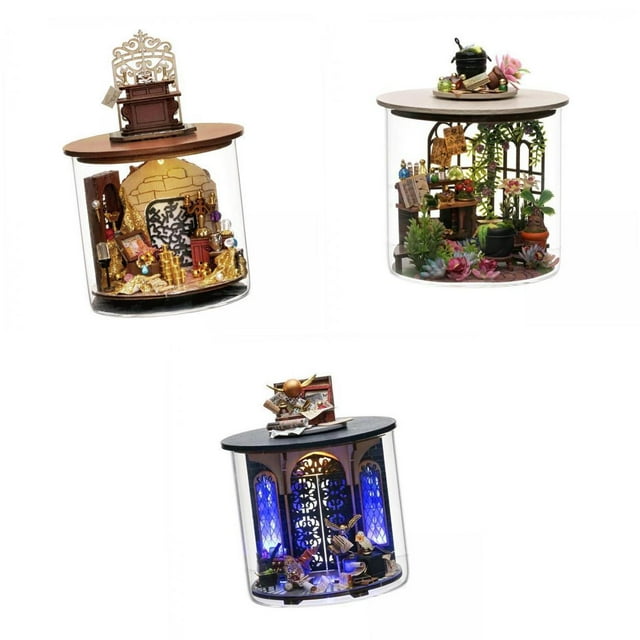 veasfak 2 Pcs Bouteille de Rêve Miniature en Bois pour Maison de Poupée Accessoires Faits à la Main Construction 3D F