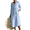 Light Blue, variant on Women's Loose Fit Cotton Linen Midi Dress Round Neck Button Down 3/4 Sleeve Casual Vacation Outfit with Pockets Flowy Lightweight Party Wear Stylish Chic Solid Color Black L