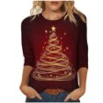 thumbnail image 2 of Mifsaly Plus Size Christmas Shirts for Women 3/4 Sleeve Loose T-Shirts Merry Xmas Tree Print Crewneck Tops Pullover Family Party Funny Blouse 2025 Holiday, 2 of 5
