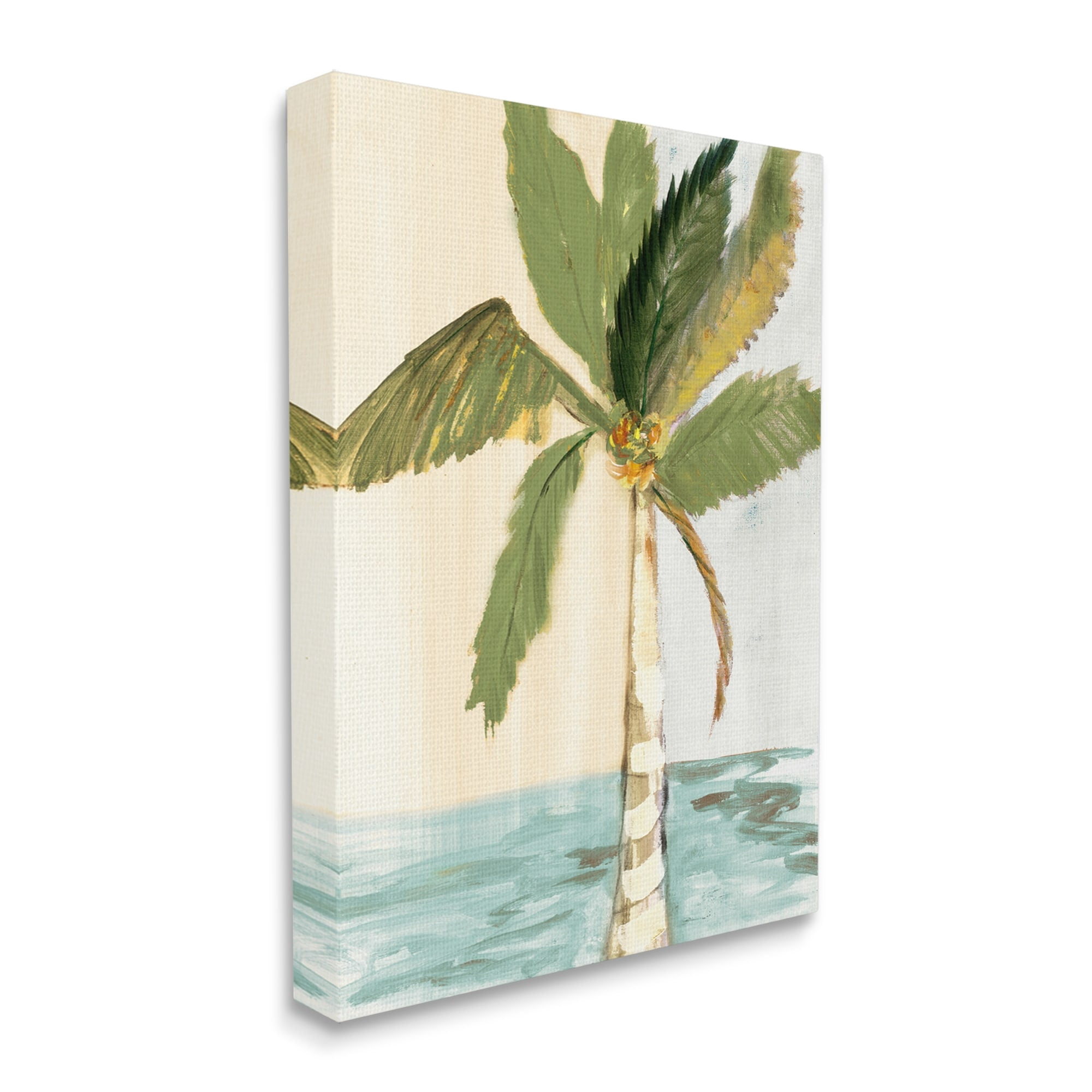 Stupell Industries Green Palm Tree Leaves Coconuts Oceanfront Beach Canvas Wall Art, 24 x 30, Design by Robin Maria