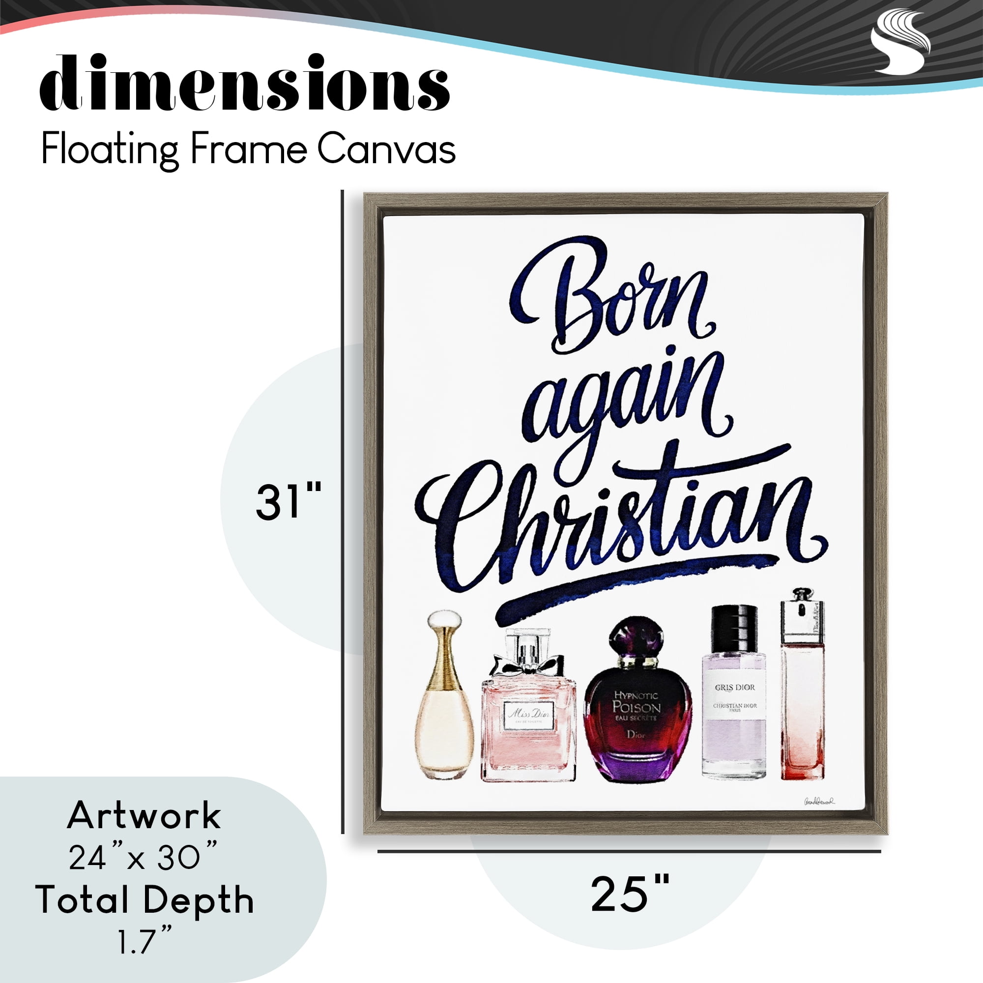 Born Again Christian Skincare Brown Framed Floater Canvas Wall Art, design by Amanda Greenwood